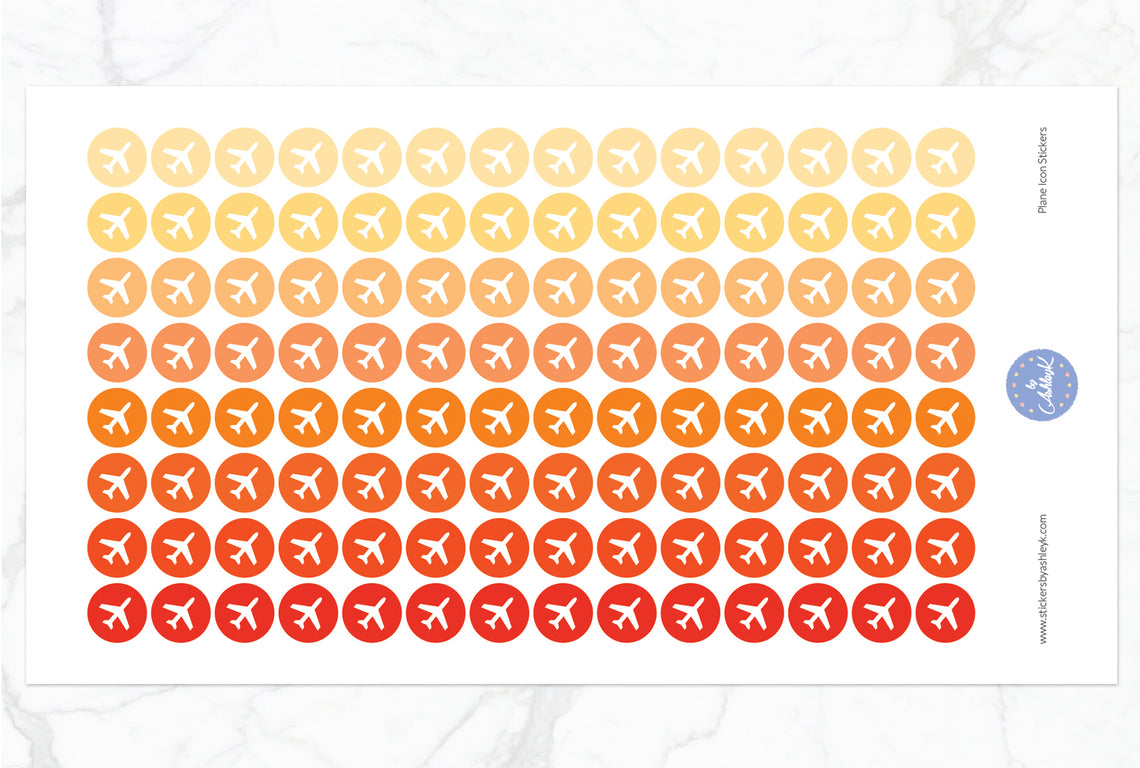 Plane Icon Round Stickers - Orange