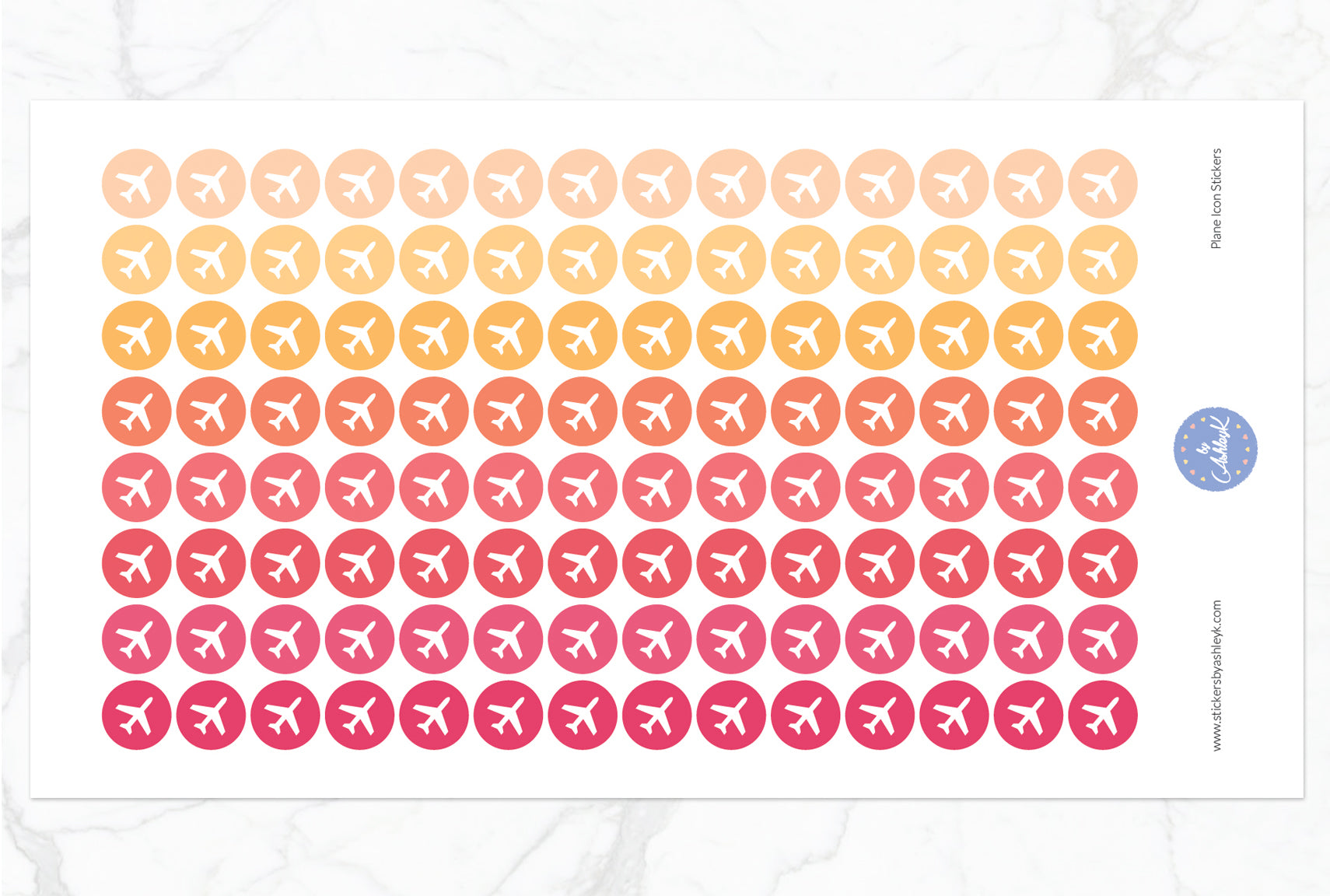 Plane Icon Round Stickers - Peach
