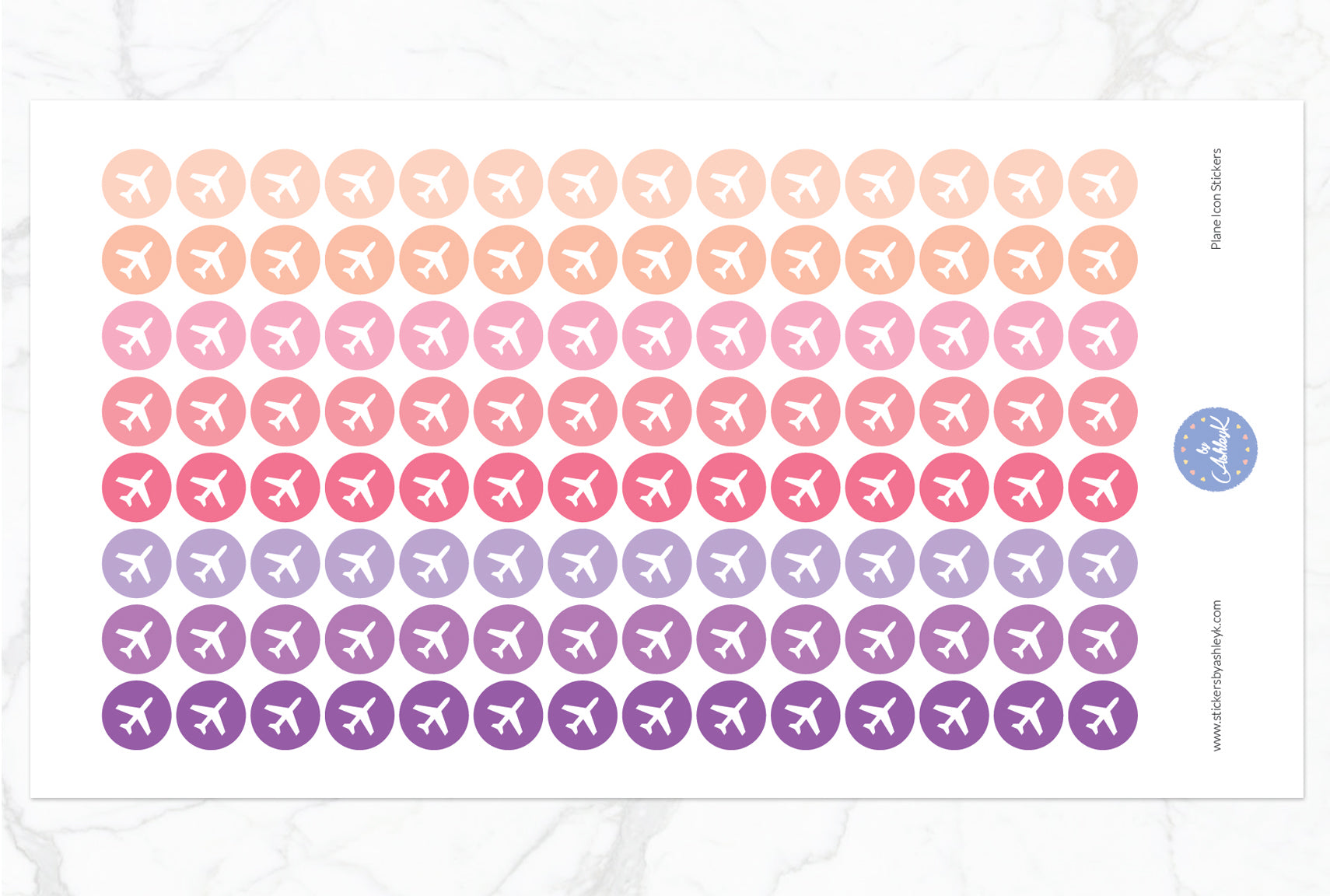 Plane Icon Round Stickers - Raspberry