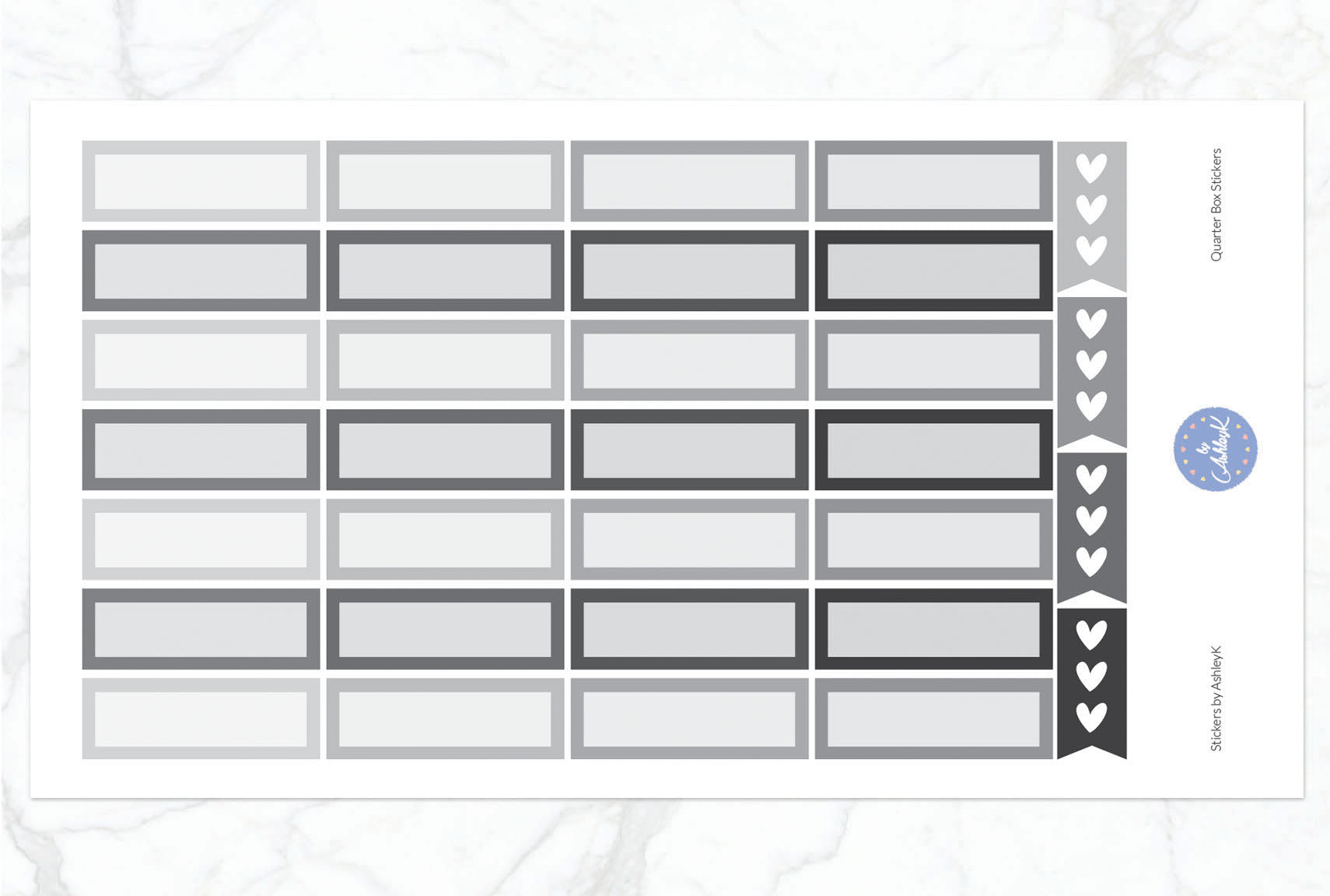 Quarter Box Stickers - Monochrome