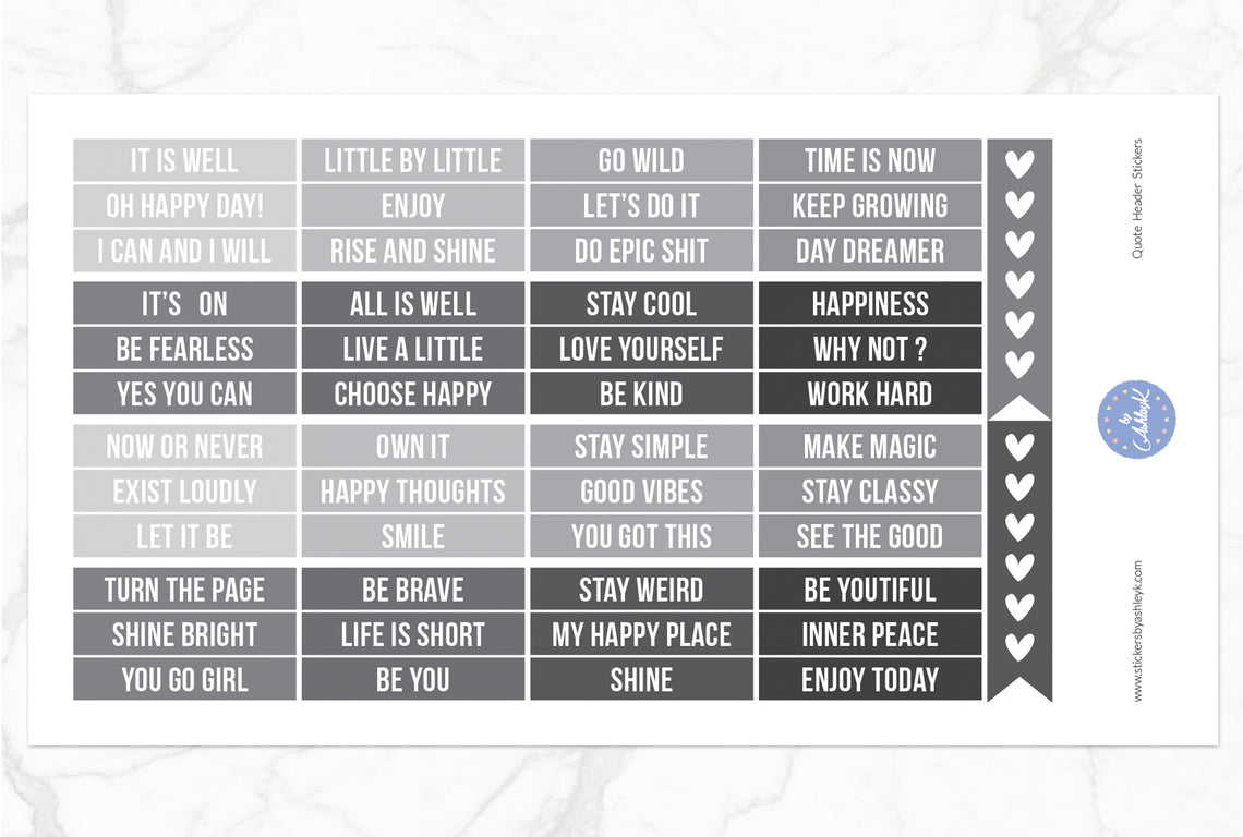 Quote Header Stickers - Monochrome