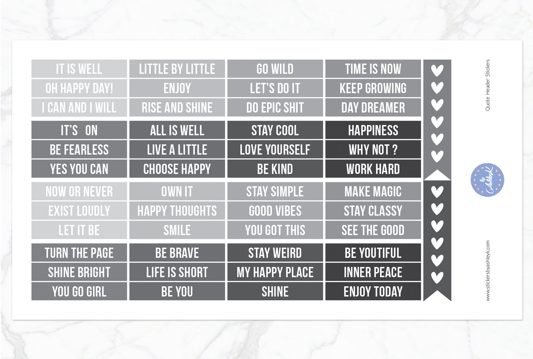 Quote Header Stickers - Monochrome