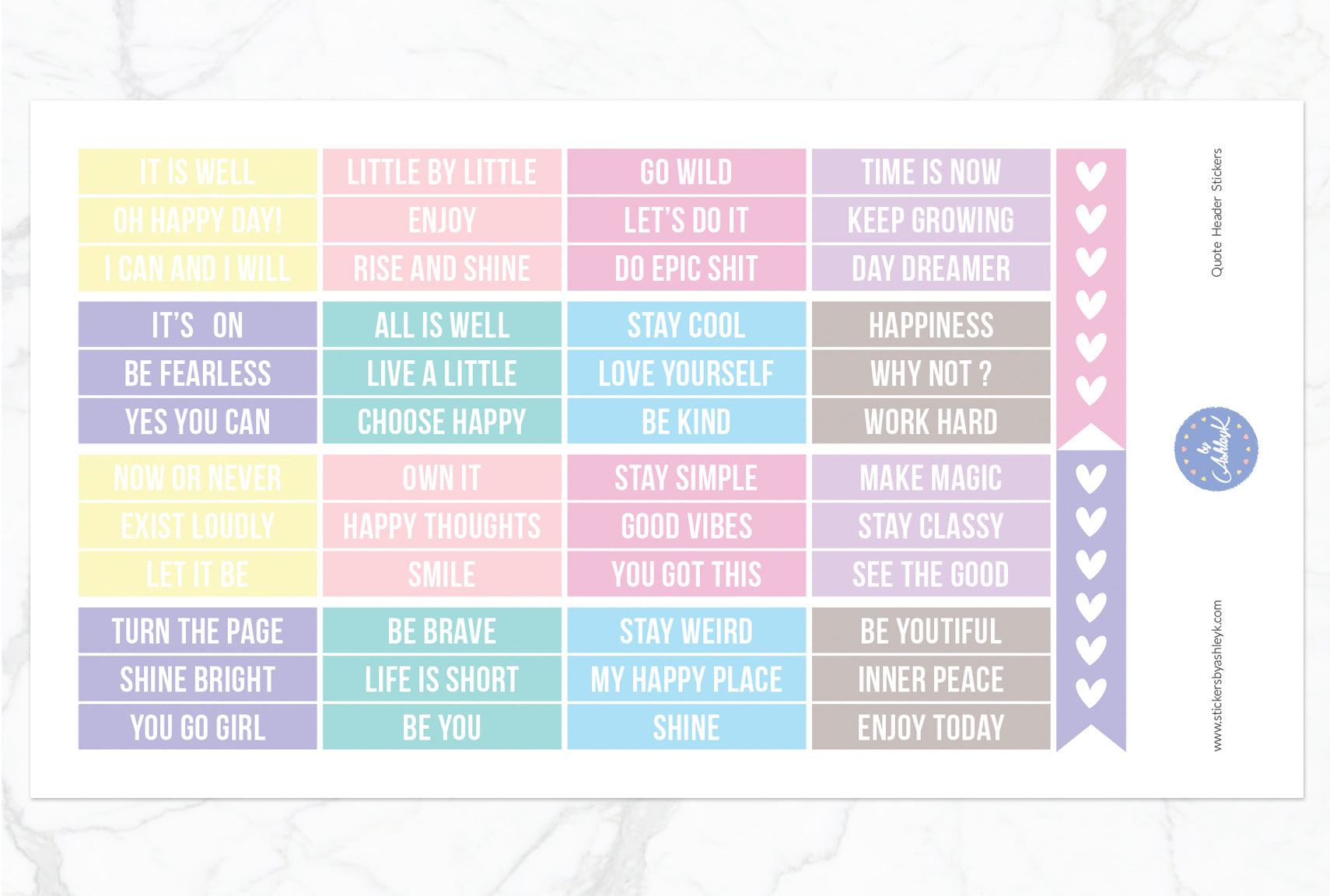 Quote Header Stickers - Pastel