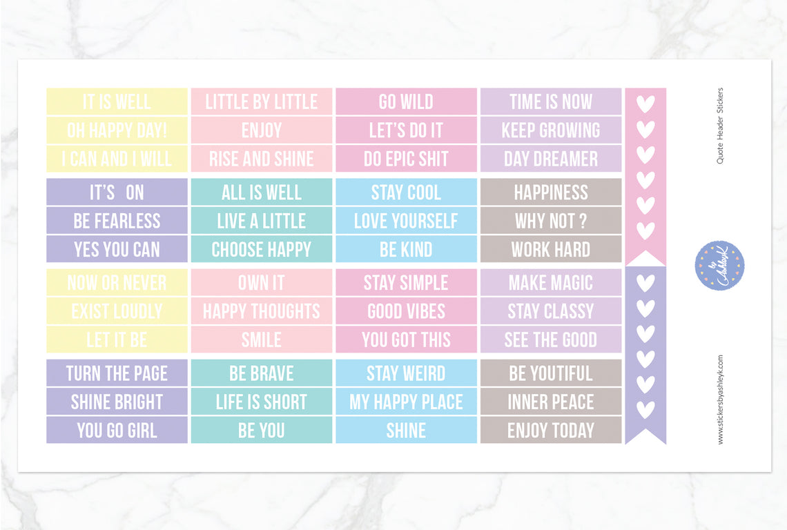Quote Header Stickers - Pastel