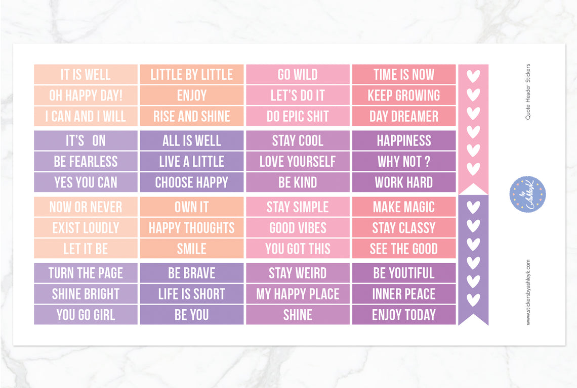 Quote Header Stickers - Raspberry