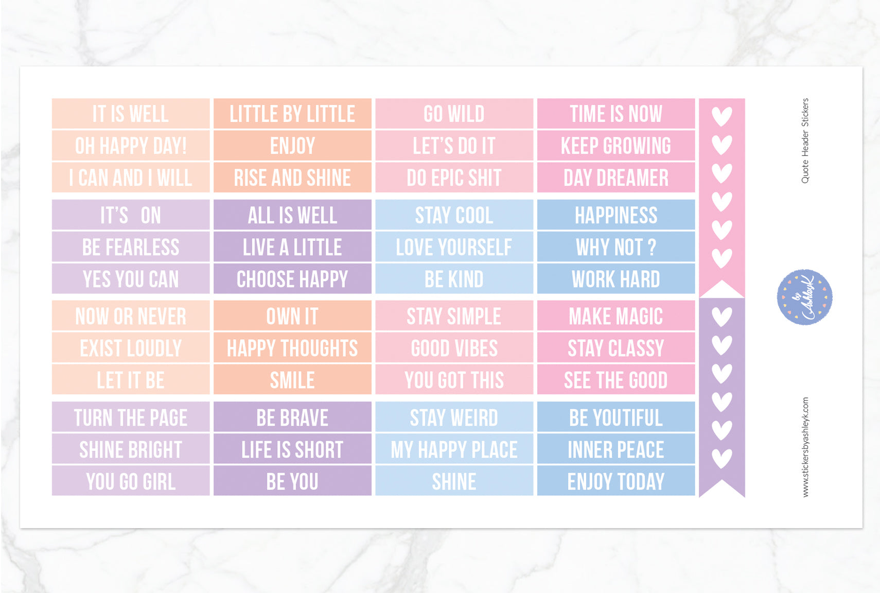 Quote Header Stickers - Pastel Sunset