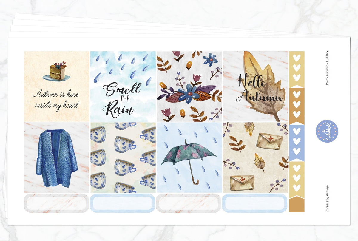 Rainy Autumn Weekly Kit - Erin Condren Horizontal Planner Stickers ...