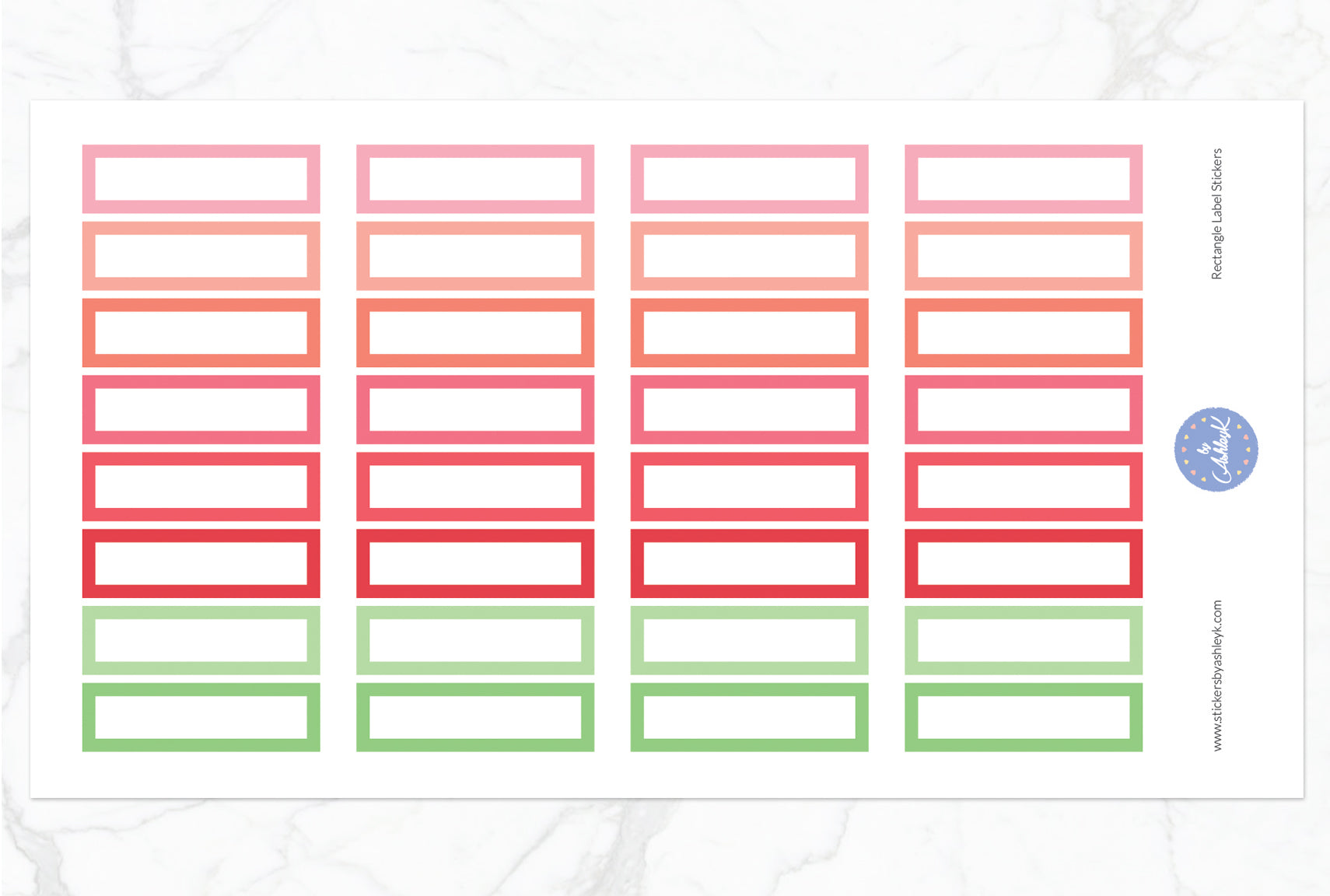 Rectangle Label Stickers - Strawberry