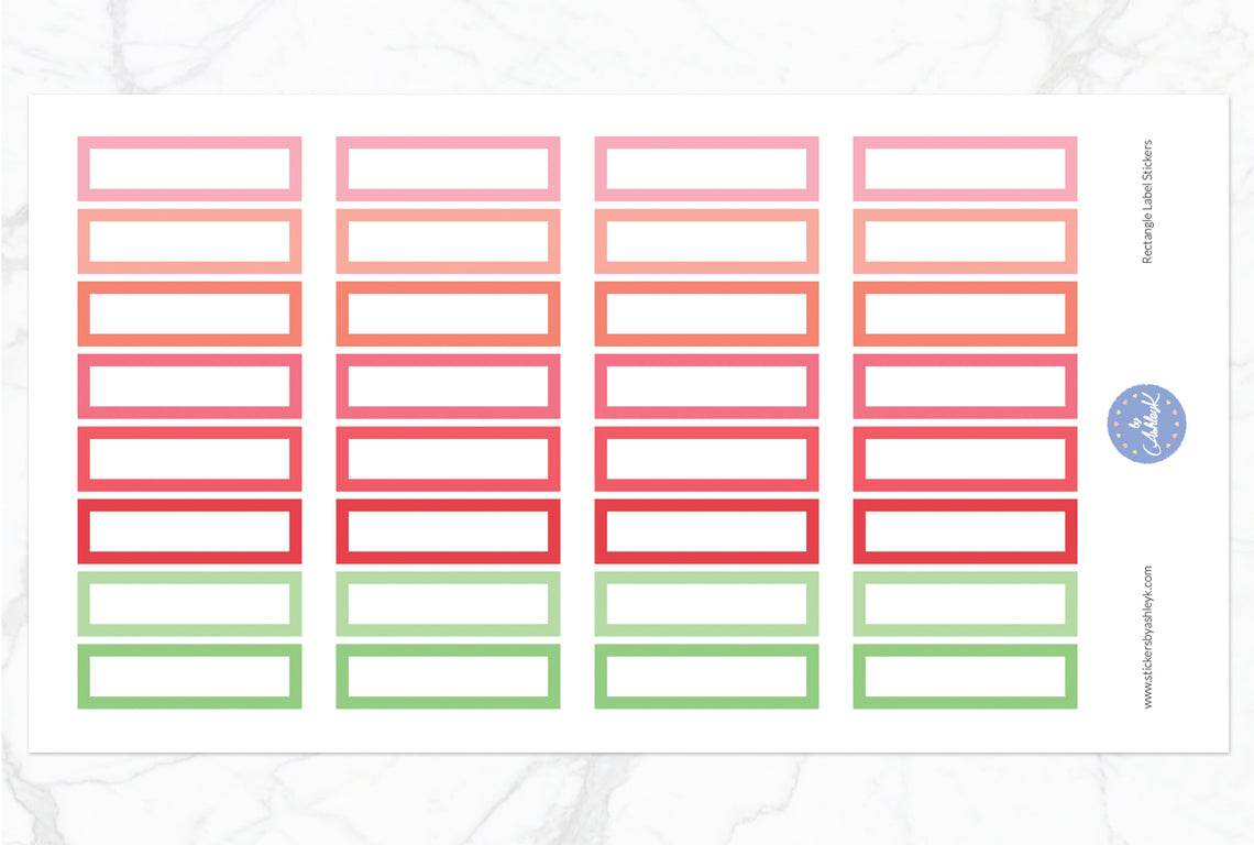 Rectangle Label Stickers - Strawberry