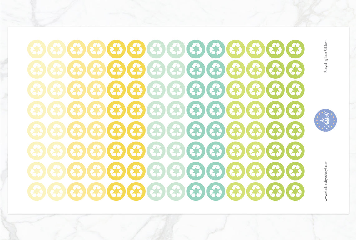 Recycling Icon Round Stickers - Lemon&Lime