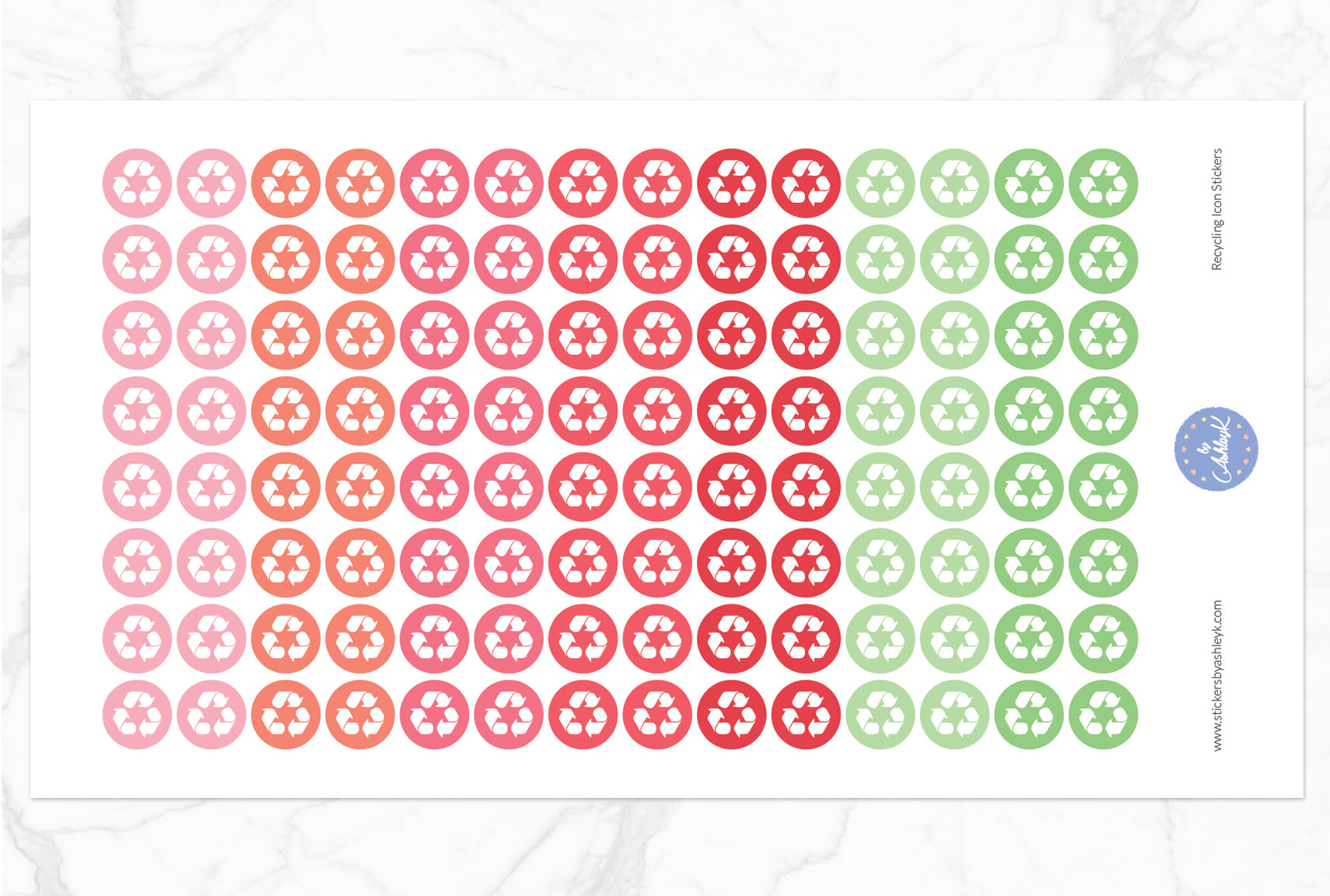 Recycling Icon Round Stickers - Strawberry