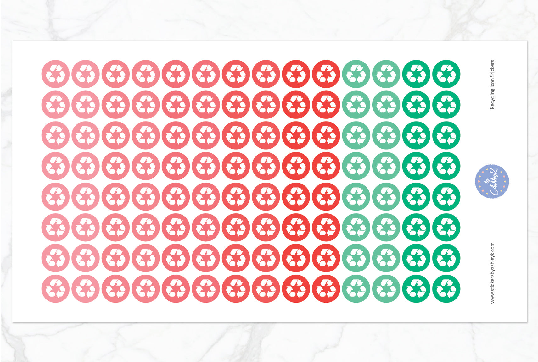 Recycling Icon Round Stickers - Watermelon