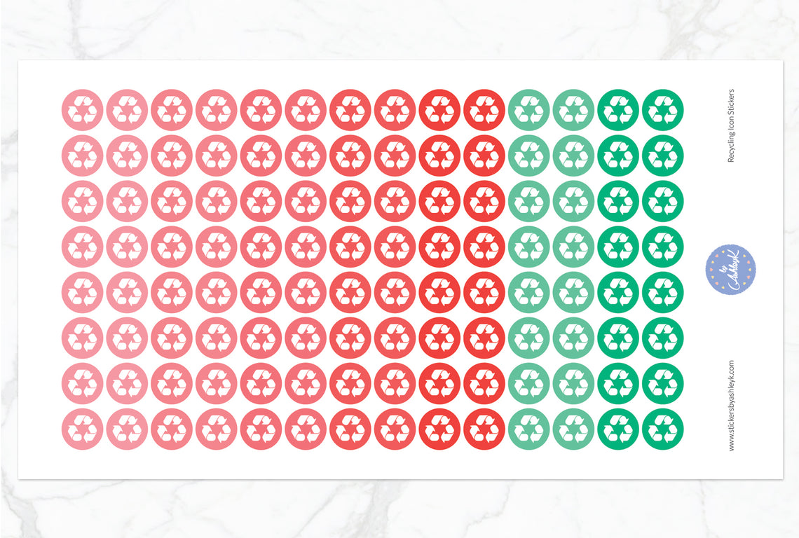 Recycling Icon Round Stickers - Watermelon