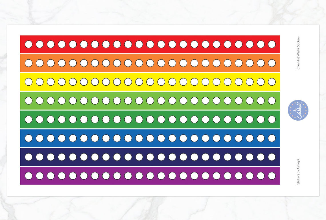 Round Checklist Washi - Rainbow