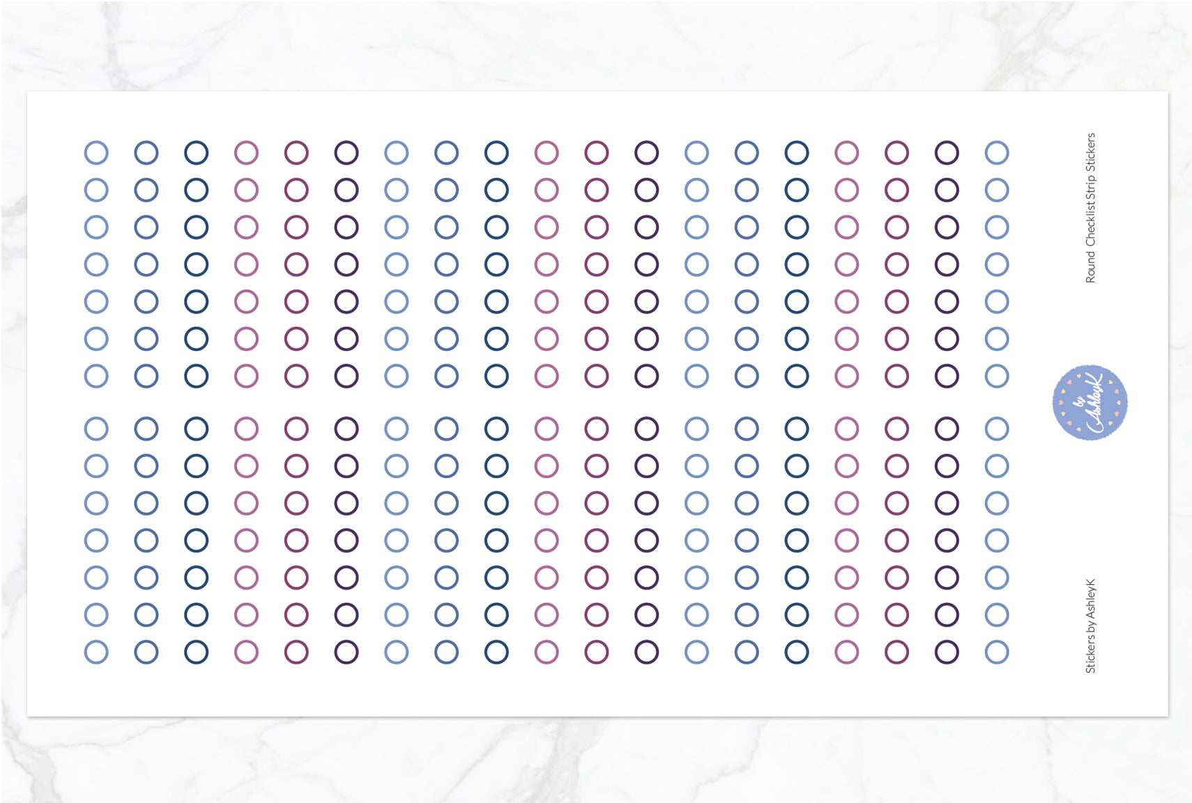 Round Checklist Strip Stickers - Blueberry