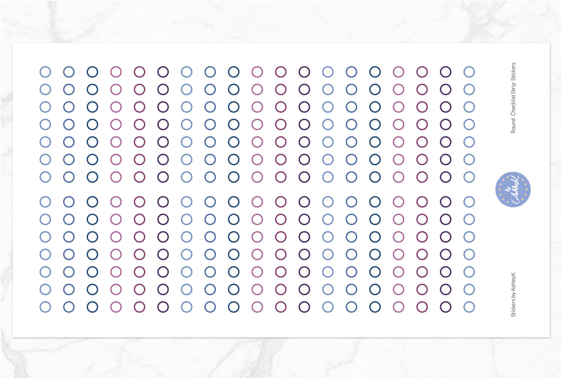 Round Checklist Strip Stickers - Blueberry