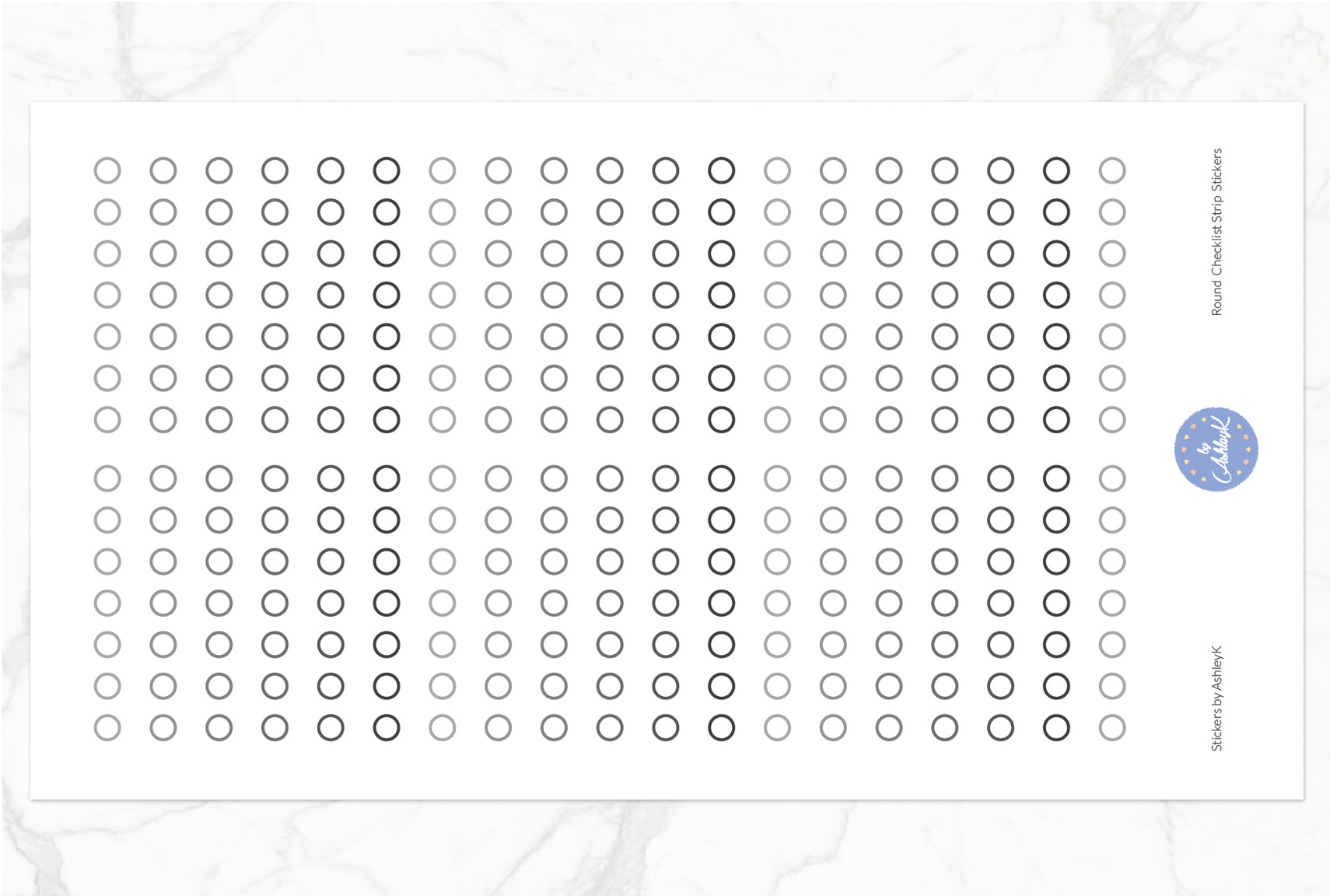 Round Checklist Strip Stickers - Monochrome