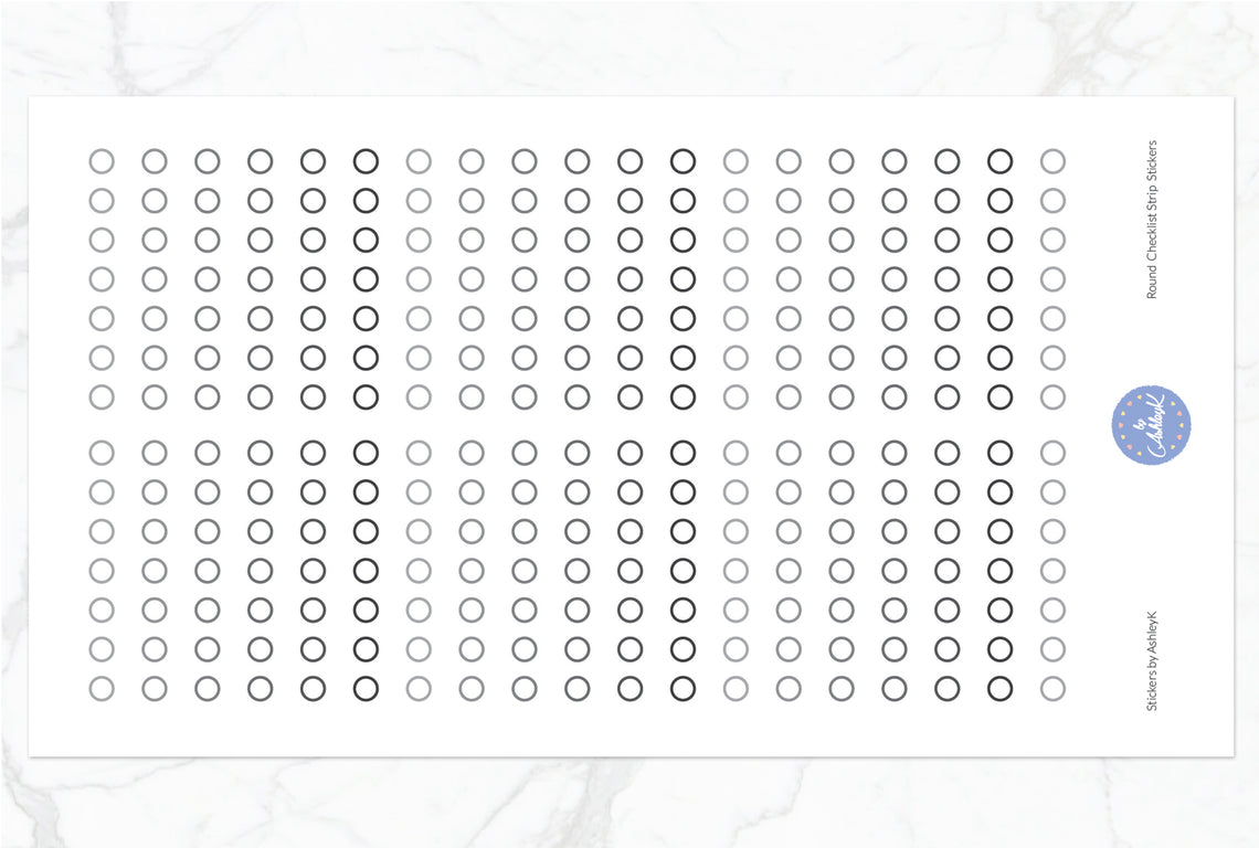 Round Checklist Strip Stickers - Monochrome