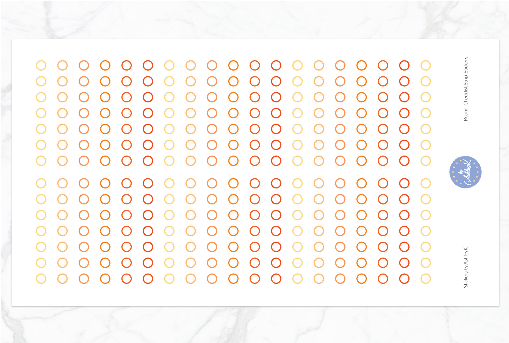 Round Checklist Strip Stickers - Orange