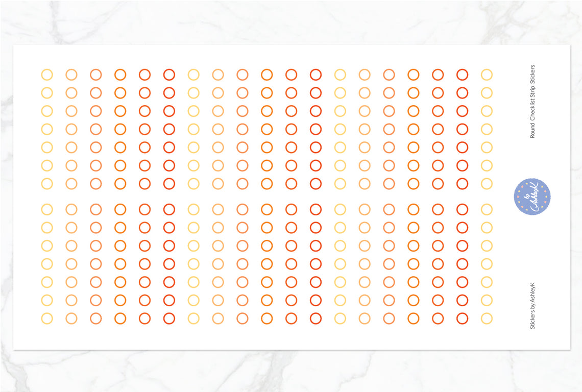 Round Checklist Strip Stickers - Orange