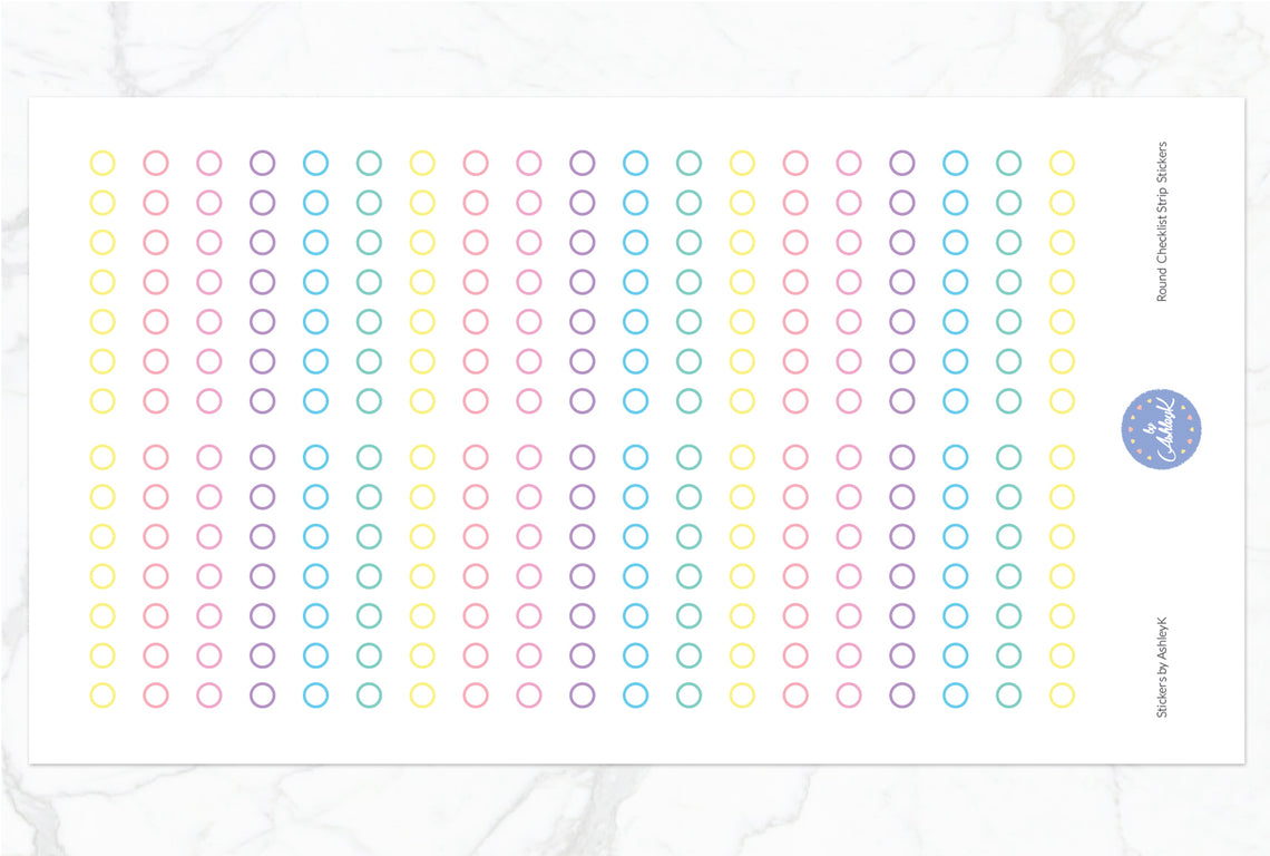 Round Checklist Strip Stickers - Pastel