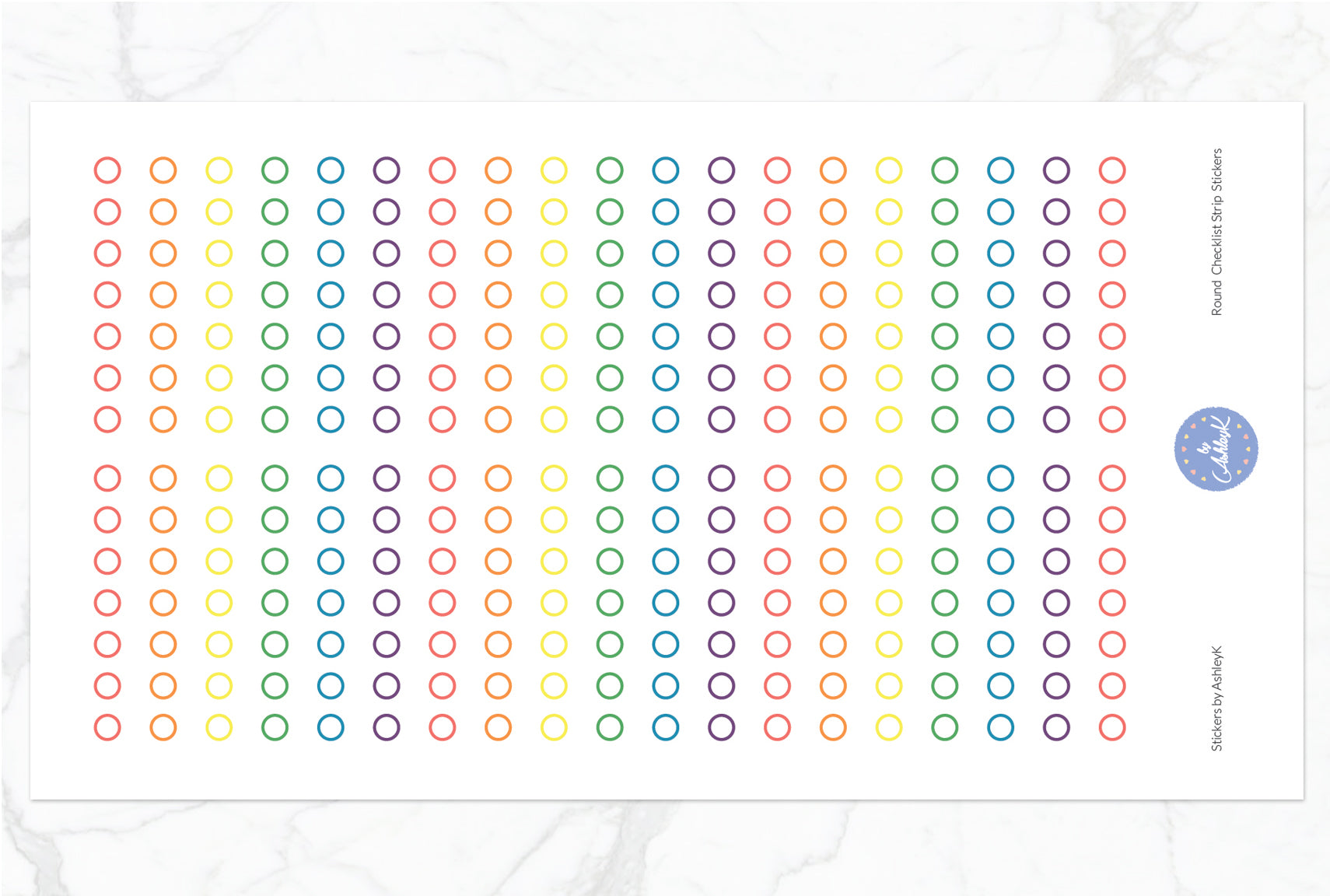 Round Checklist Strip Stickers - Pastel Rainbow