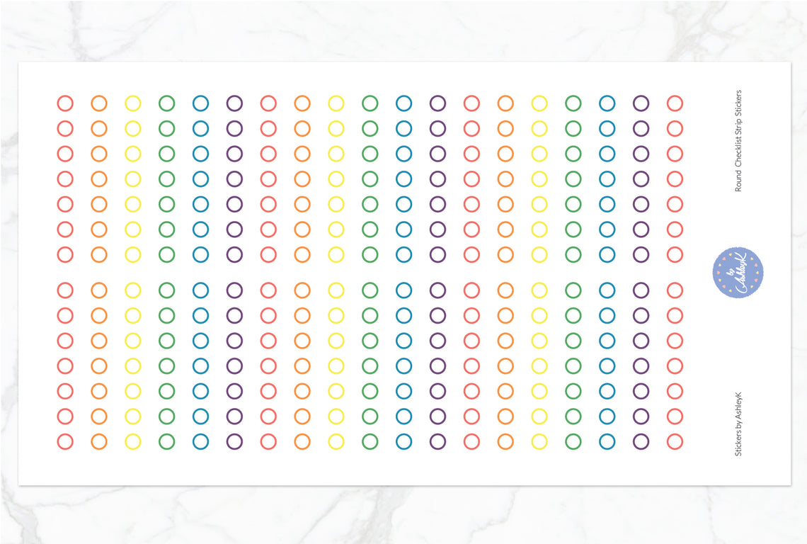 Round Checklist Strip Stickers - Pastel Rainbow