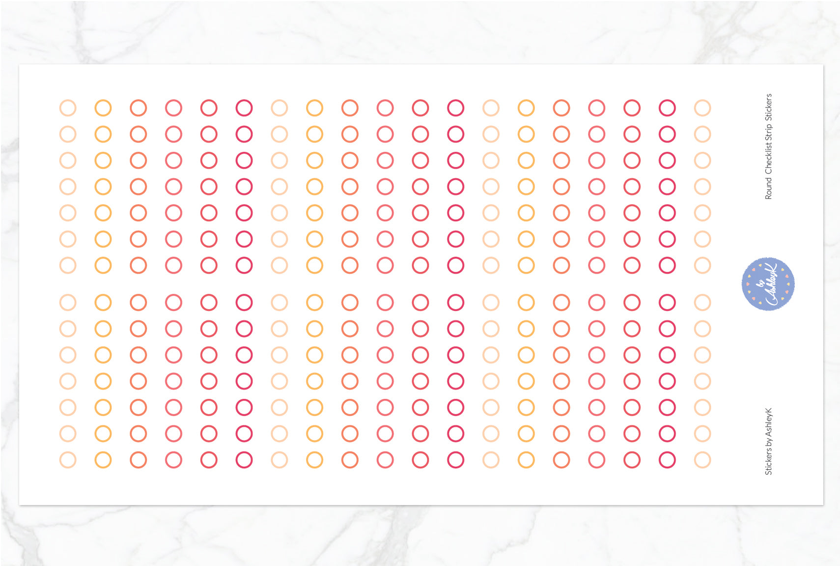 Round Checklist Strip Stickers - Peach