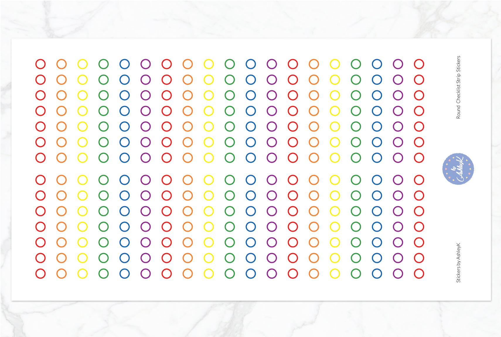 Round Checklist Strip Stickers - Rainbow