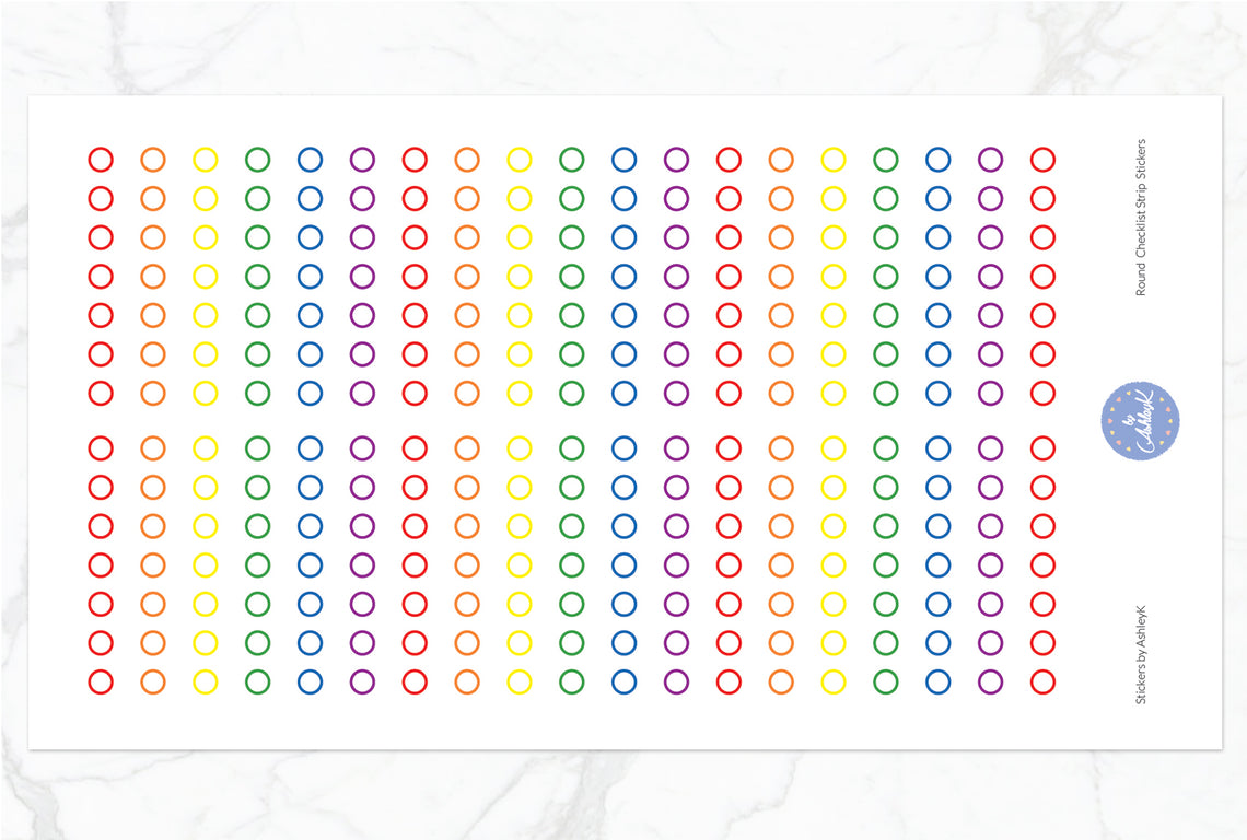 Round Checklist Strip Stickers - Rainbow