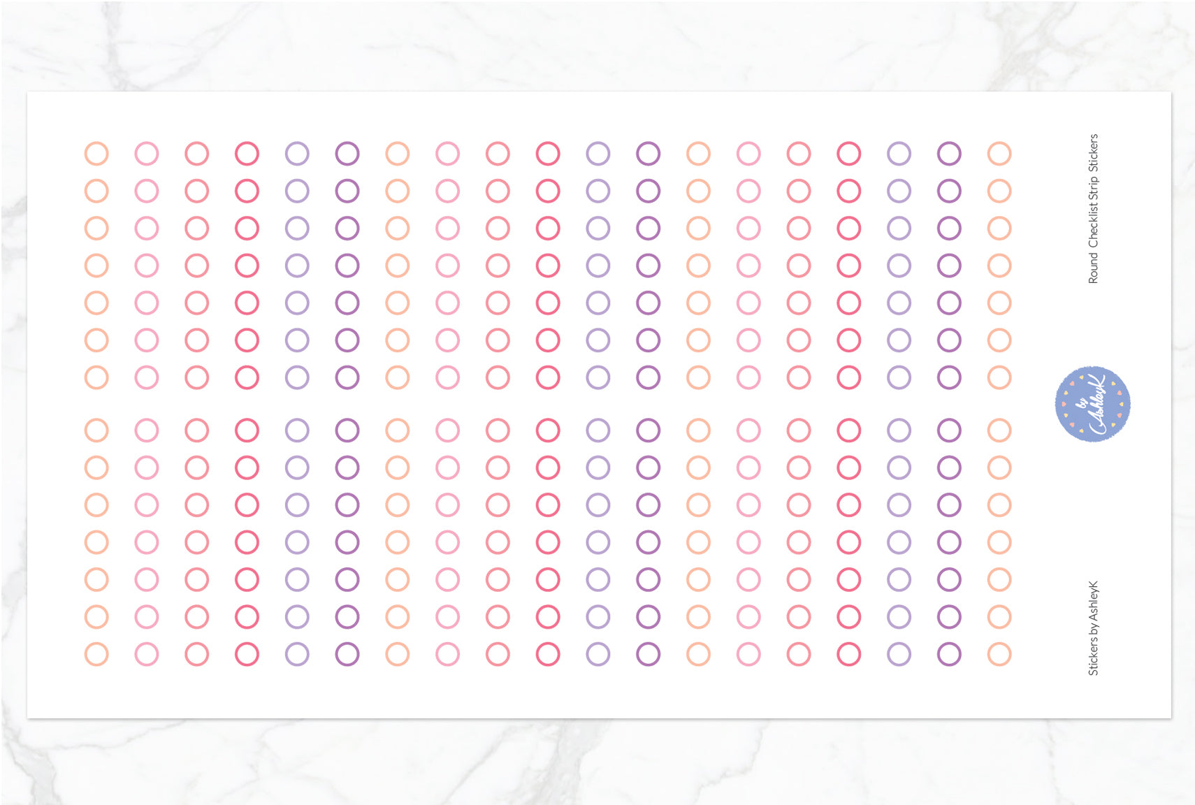 Round Checklist Strip Stickers - Raspberry