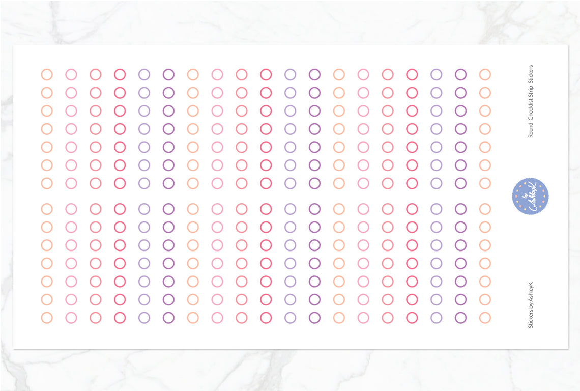Round Checklist Strip Stickers - Raspberry