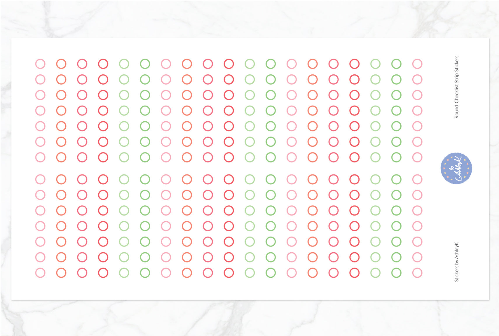 Round Checklist Strip Stickers - Strawberry