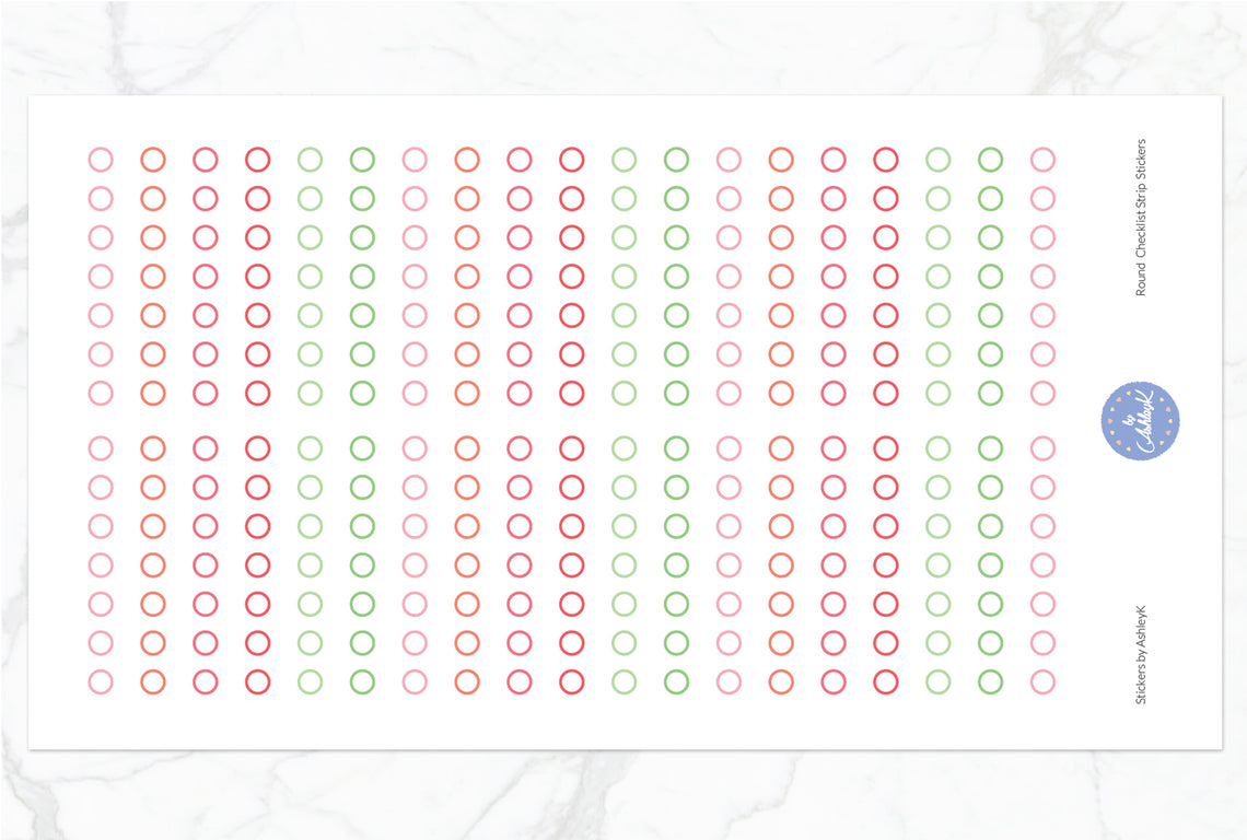 Round Checklist Strip Stickers - Strawberry