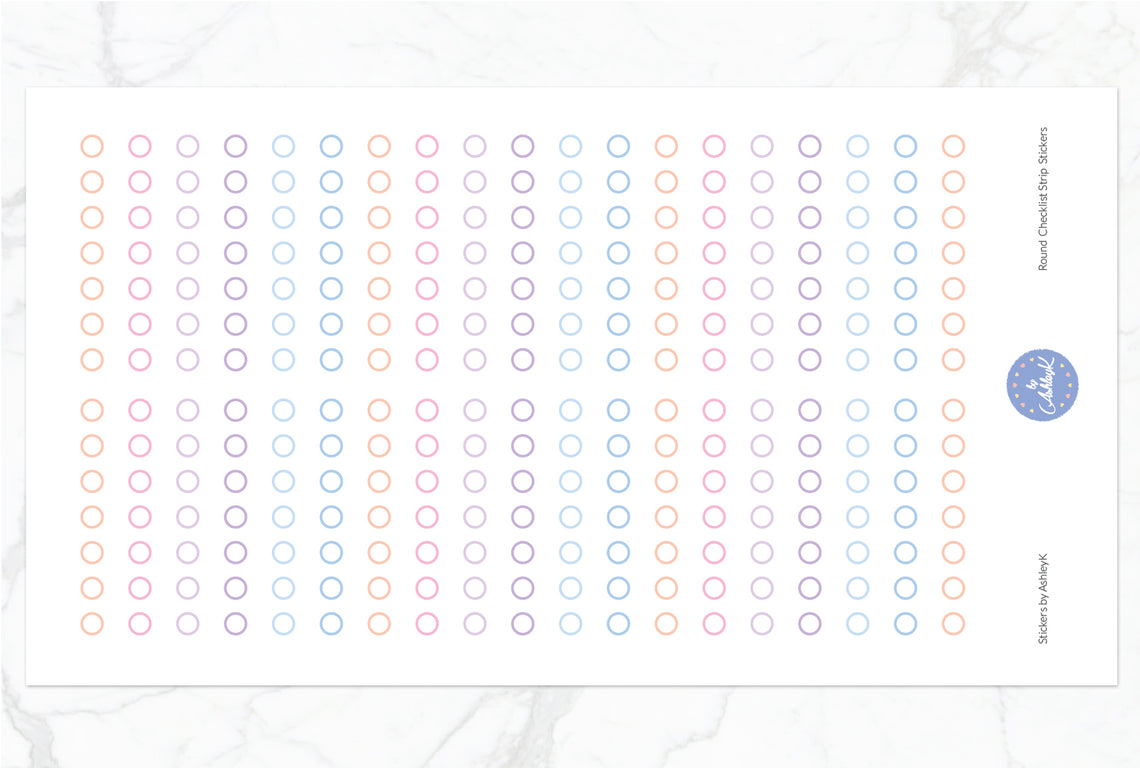 Round Checklist Strip Stickers - Pastel Sunset