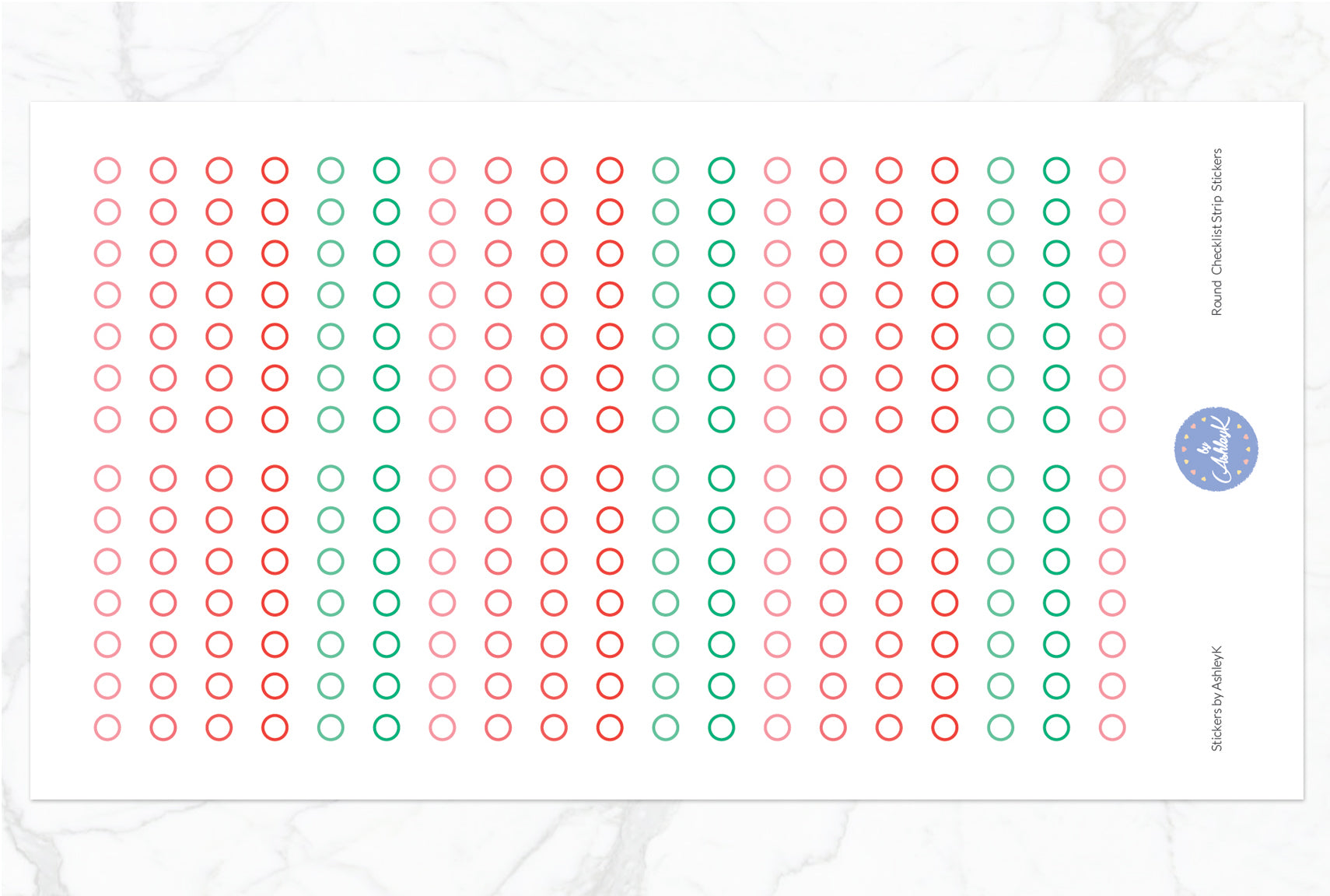 Round Checklist Strip Stickers - Watermelon