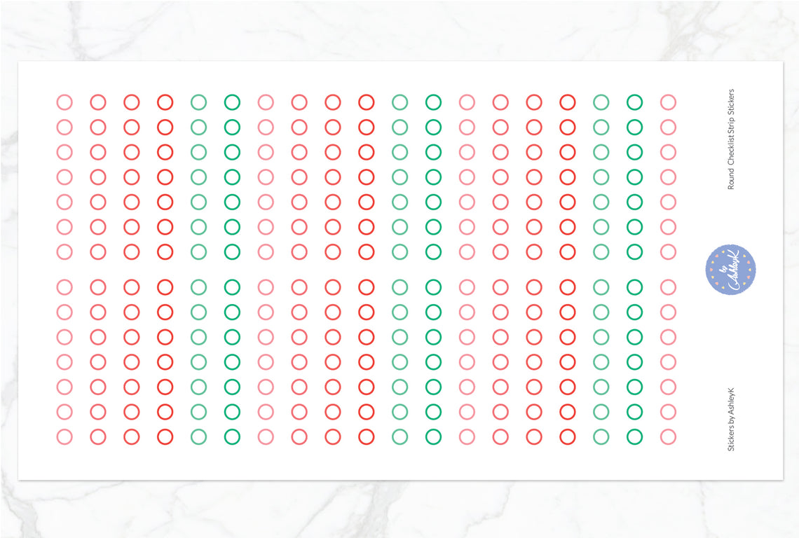Round Checklist Strip Stickers - Watermelon