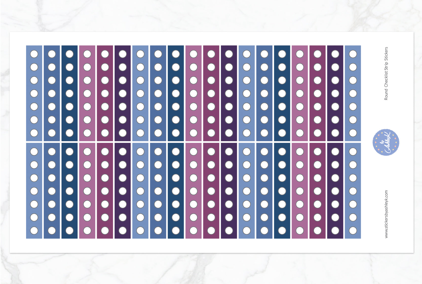 Round Checklist Thin Strip Stickers - Blueberry