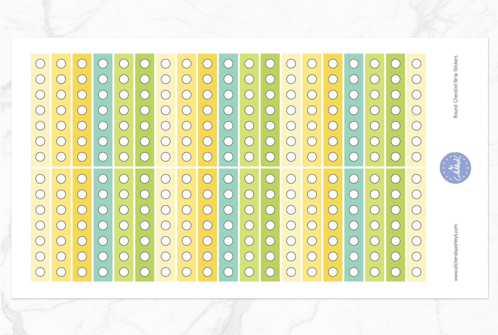 Round Checklist Thin Strip Stickers - Lemon&Lime