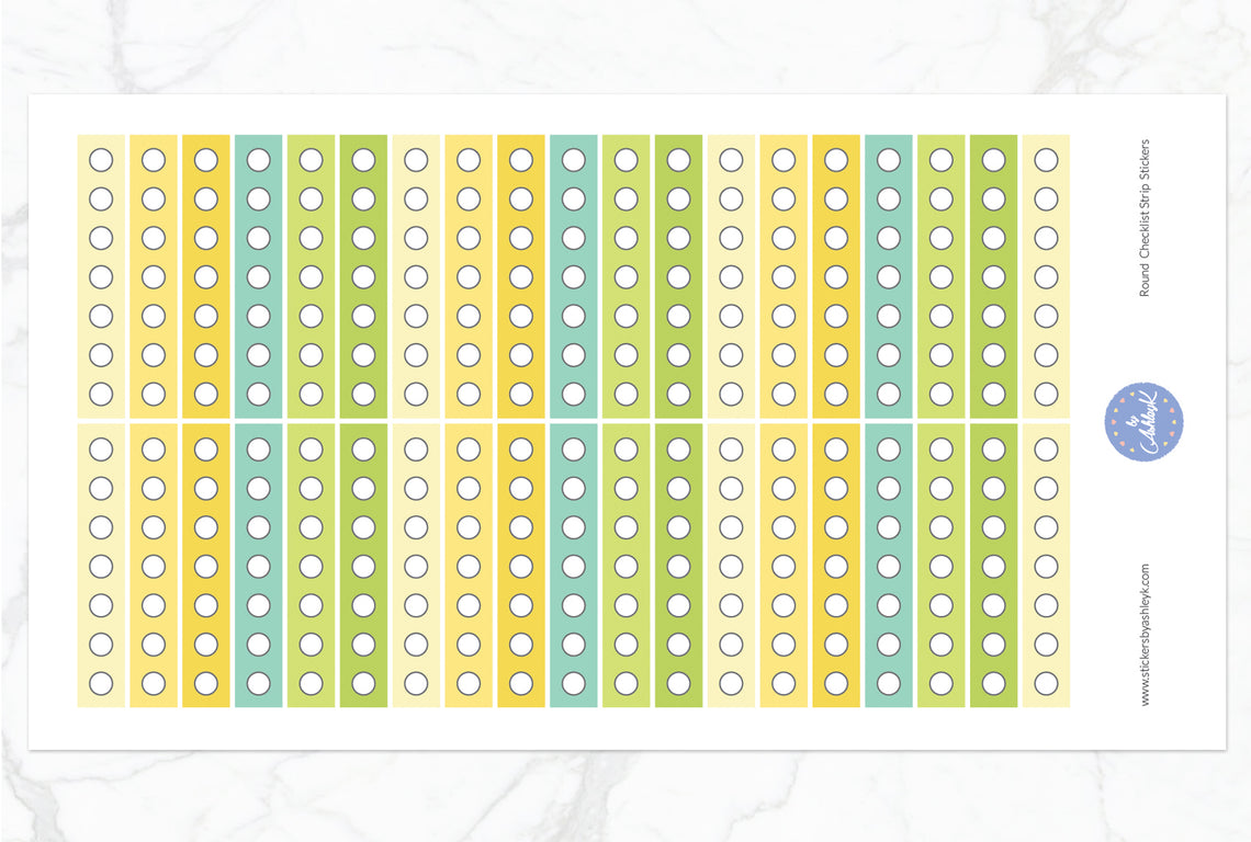 Round Checklist Thin Strip Stickers - Lemon&Lime