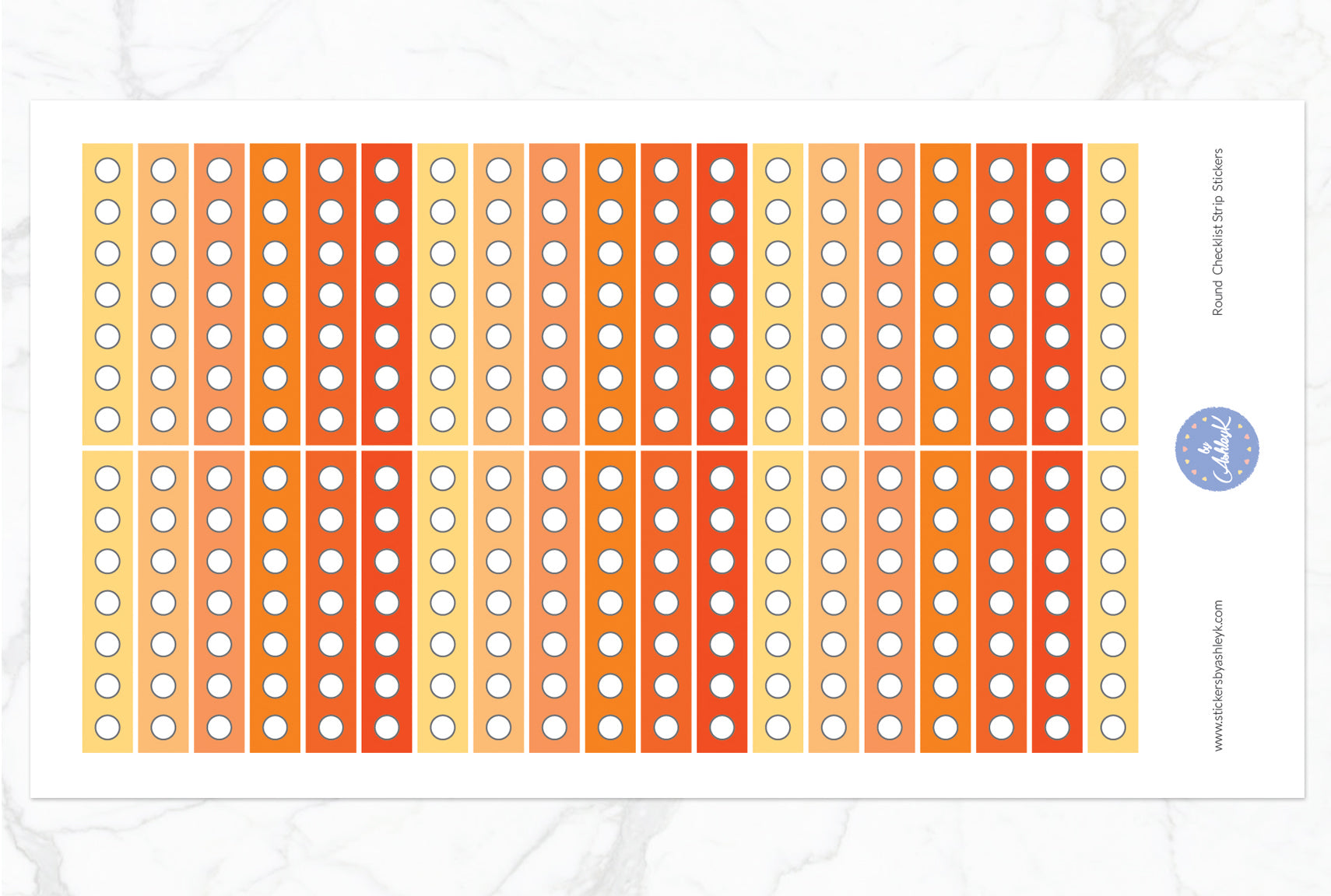 Round Checklist Thin Strip Stickers - Orange