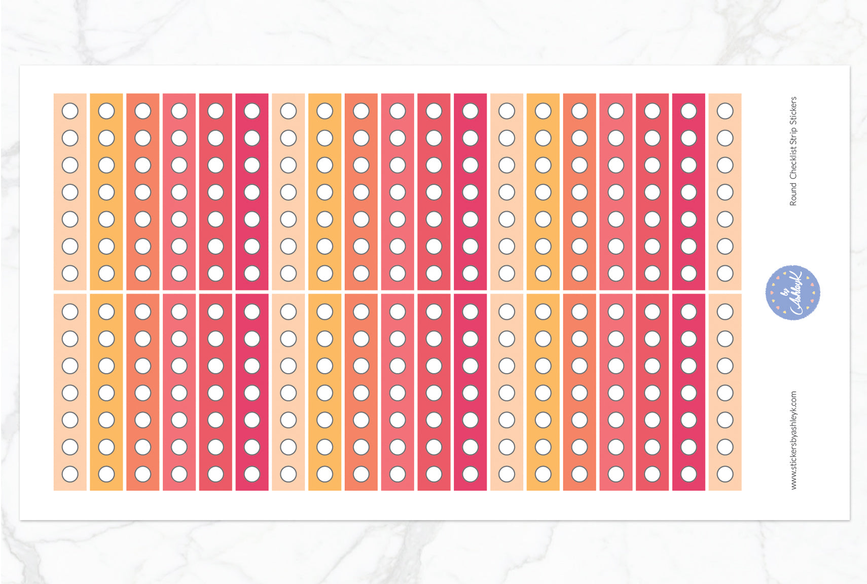 Round Checklist Thin Strip Stickers - Peach