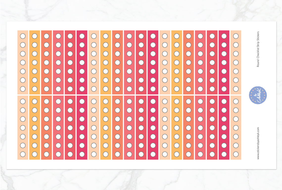 Round Checklist Thin Strip Stickers - Peach