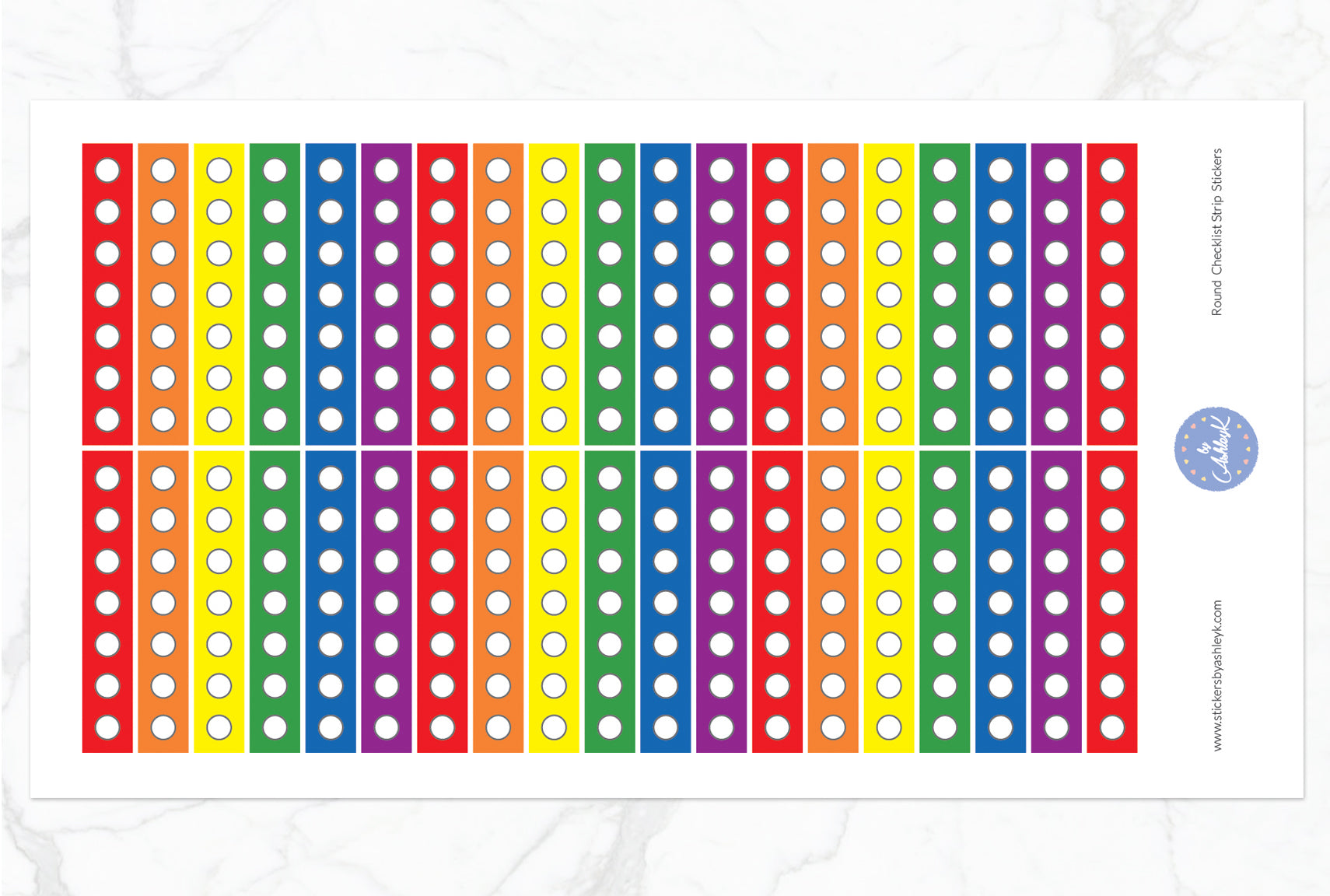 Round Checklist Thin Strip Stickers - Rainbow
