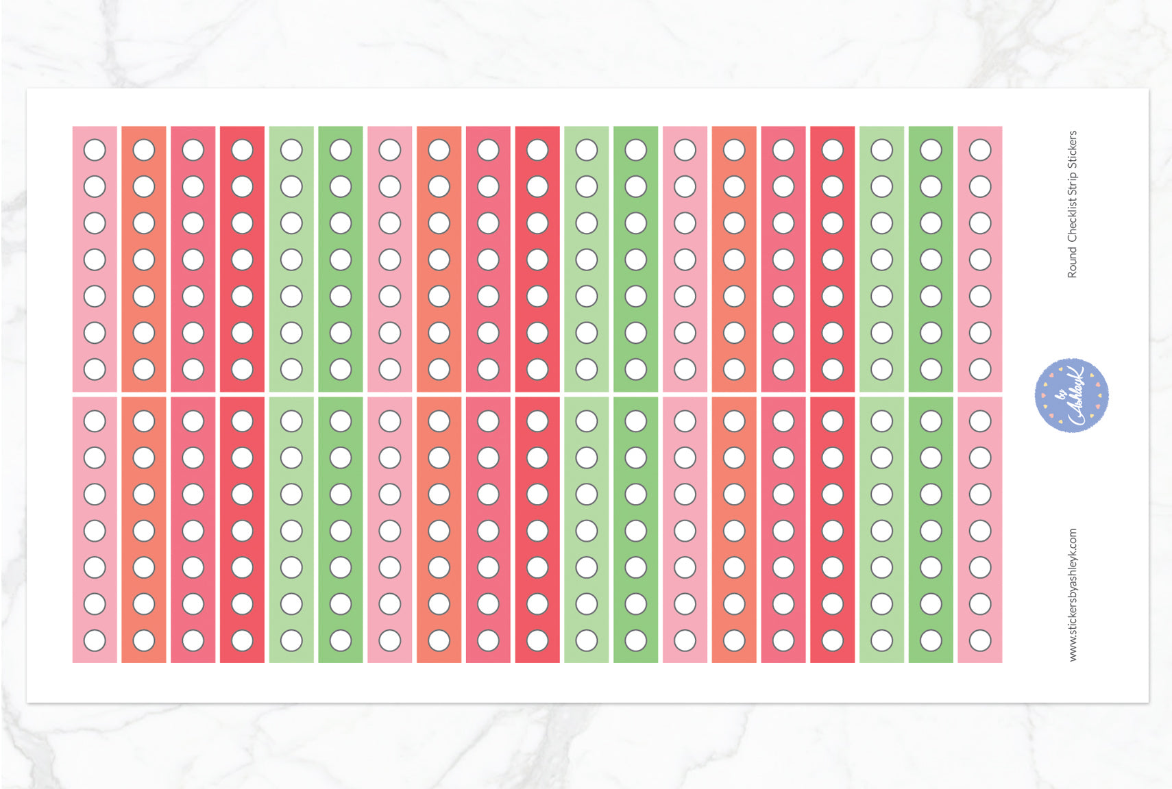 Round Checklist Thin Strip Stickers - Strawberry