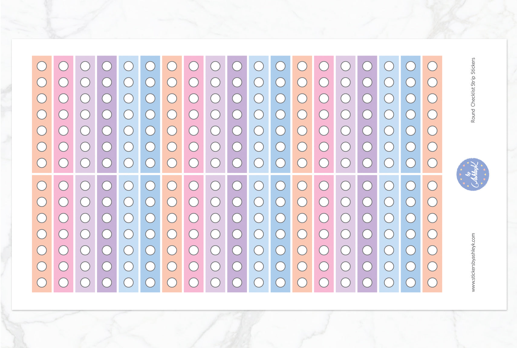 Round Checklist Thin Strip Stickers - Pastel Sunset