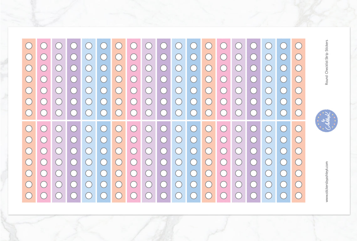 Round Checklist Thin Strip Stickers - Pastel Sunset