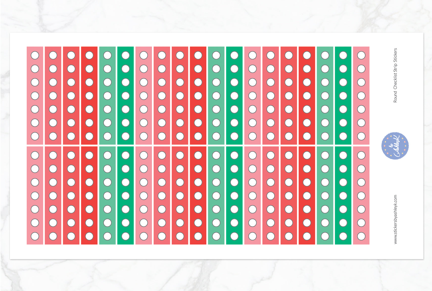 Round Checklist Thin Strip Stickers - Watermelon