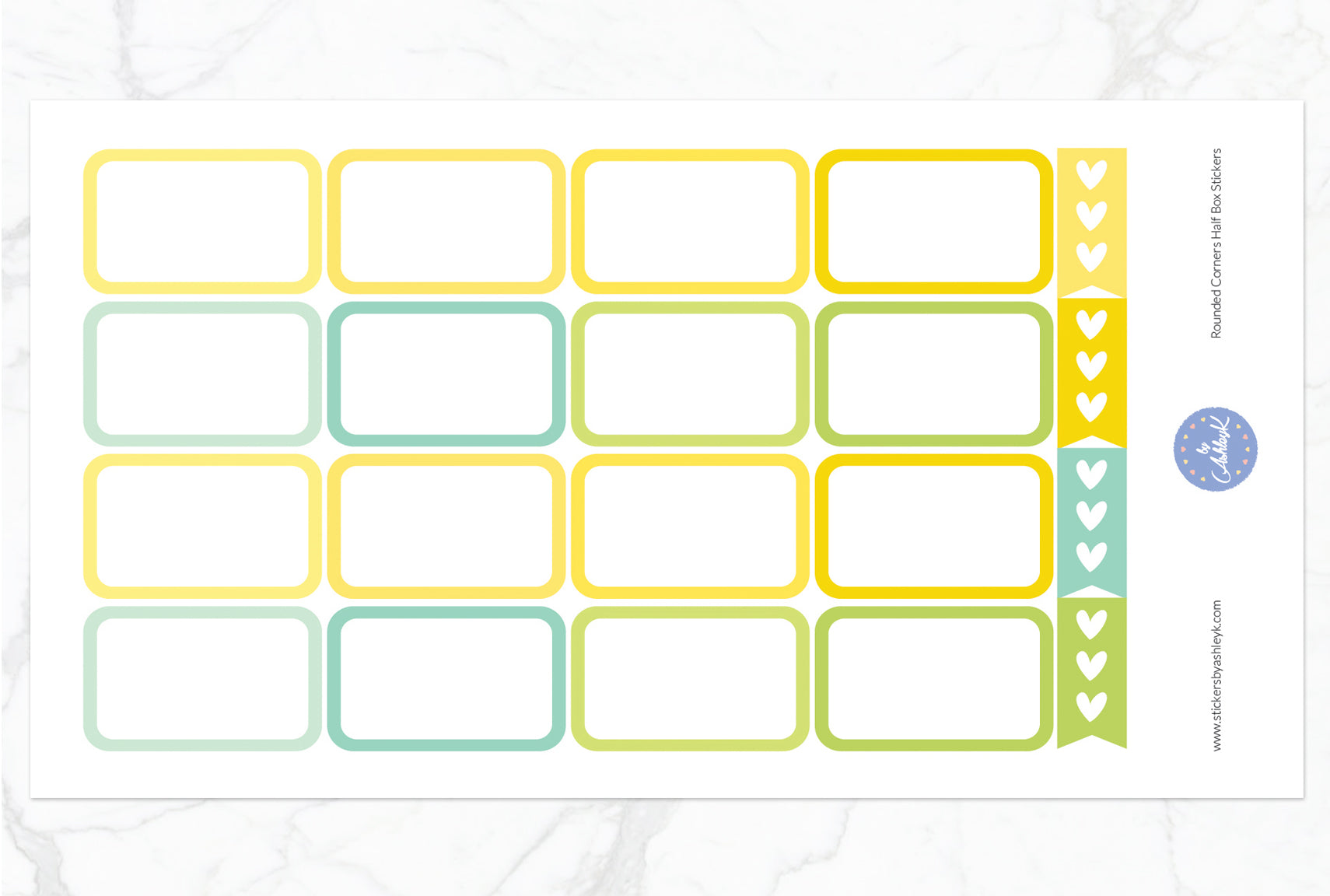 Rounded Corner Half Box Stickers - Lemon&Lime