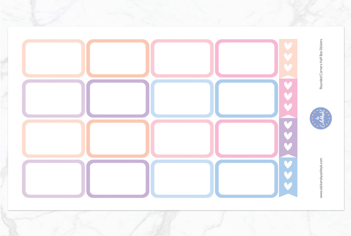Rounded Corner Half Box Stickers - Pastel Sunset
